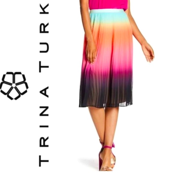 Trina Turk Pleated Rainbow Skirt size 8 - Picture 1 of 2